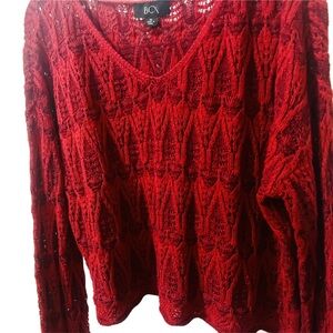 NWOT BCX XL Deep Red Textured Knit Crop Top